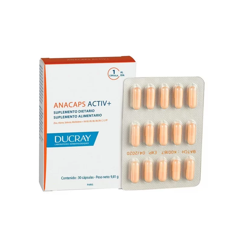 Anacaps Activ+ Ducray 30 cápsulas Zinc Hierro Selenio y Más